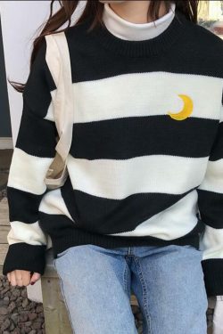 Moon Princess Striped Sweater - Y2K Summer, 90s Grunge, Retro 90s, Y2K Club & Party Out