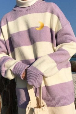 Moon Princess Striped Sweater - Y2K Summer, 90s Grunge, Retro 90s, Y2K Club & Party Out