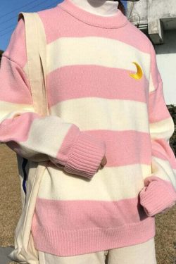 Moon Princess Striped Sweater - Y2K Summer, 90s Grunge, Retro 90s, Y2K Club & Party Out