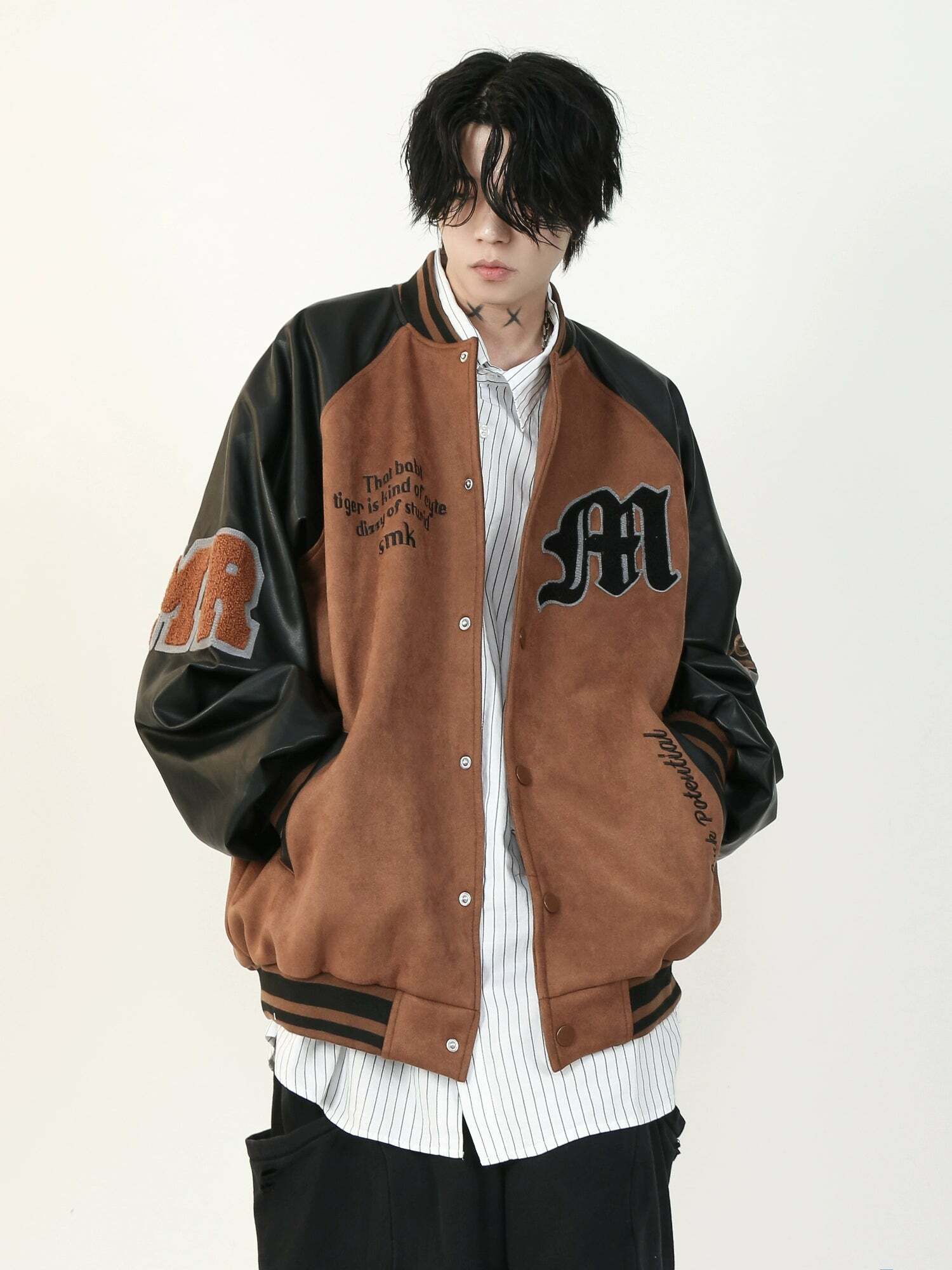 MRNEARLY '1997' Suede Varsity Jacket - Y2K Grunge, 90s Fashion, Retro Style, Y2