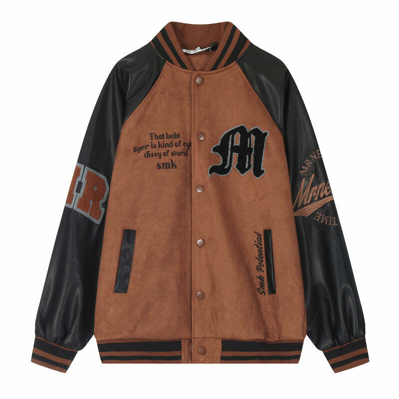 MRNEARLY '1997' Suede Varsity Jacket - Y2K Grunge, 90s Fashion, Retro Style, Y2