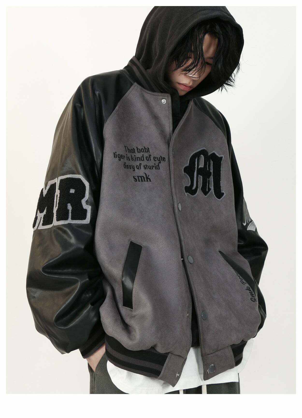 MRNEARLY '1997' Suede Varsity Jacket - Y2K Summer, 90s Grunge, Retro Hip Hop, Past