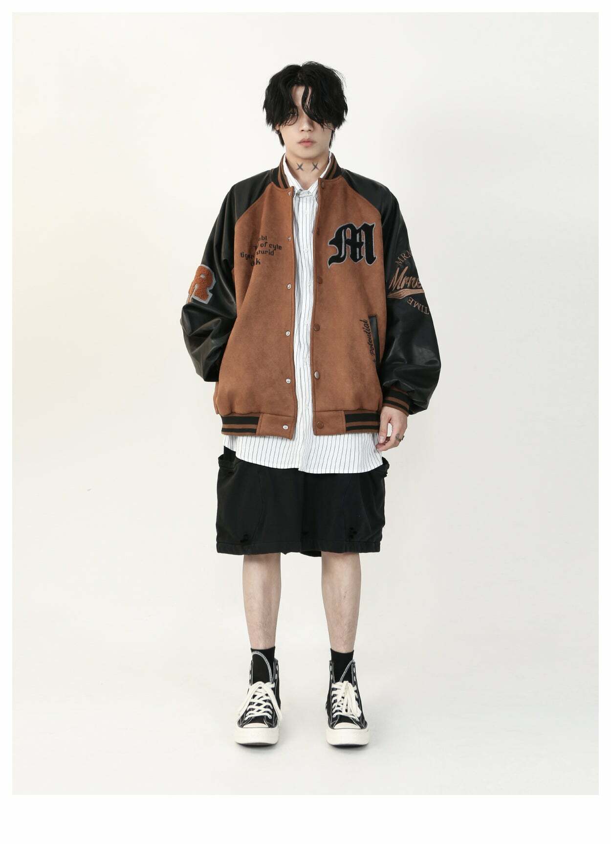 MRNEARLY '1997' Suede Varsity Jacket - Y2K Summer, 90s Grunge, Retro Hip Hop, Past