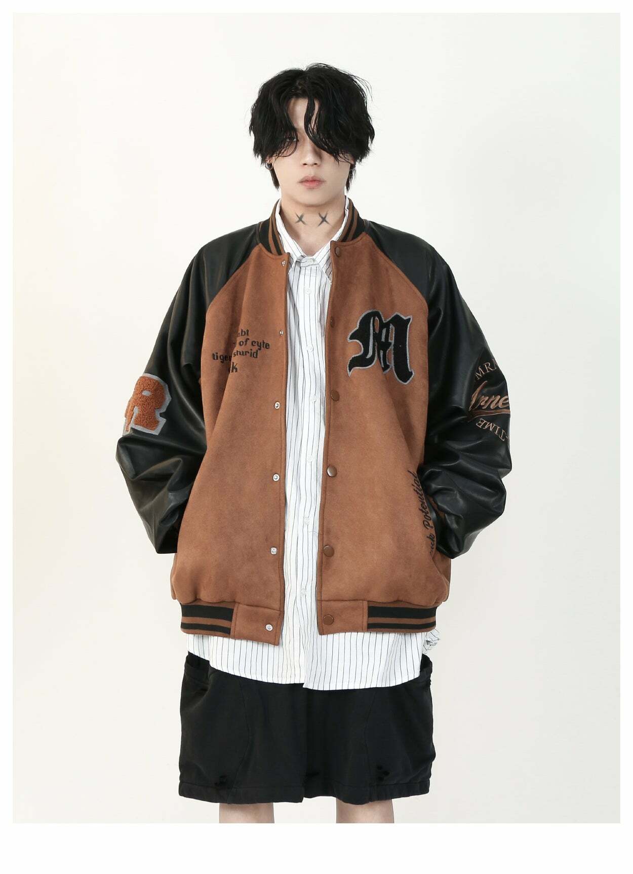 MRNEARLY '1997' Suede Varsity Jacket - Y2K Summer, 90s Grunge, Retro Hip Hop, Past