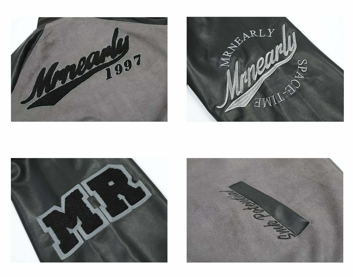 MRNEARLY '1997' Suede Varsity Jacket - Y2K Summer, 90s Grunge, Retro Hip Hop, Past