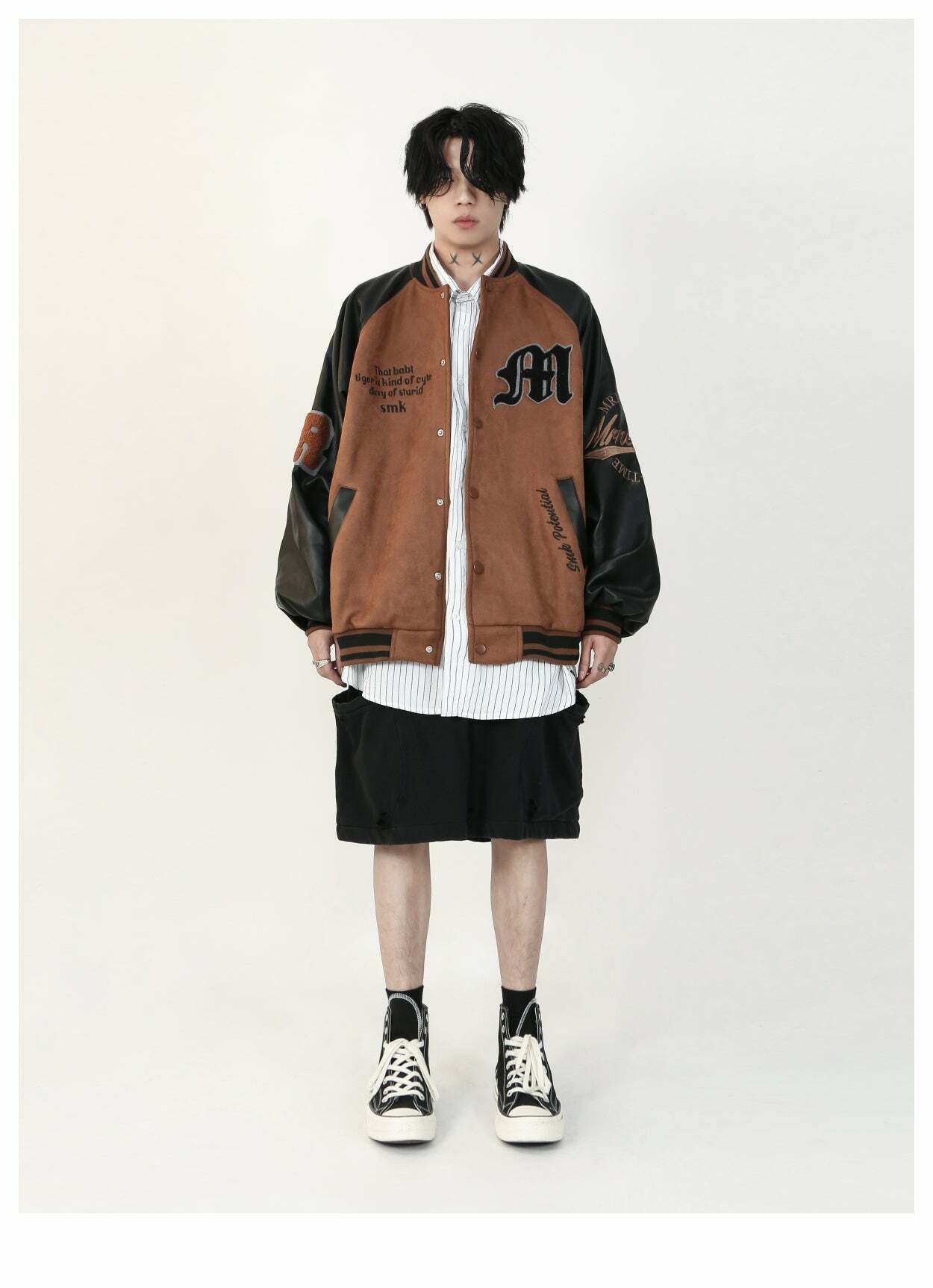 MRNEARLY '1997' Suede Varsity Jacket - Y2K Summer, 90s Grunge, Retro Hip Hop, Past