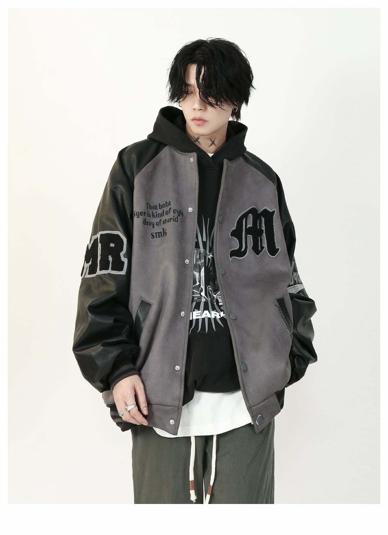 MRNEARLY '1997' Suede Varsity Jacket - Y2K Summer, 90s Grunge, Retro Hip Hop, Past