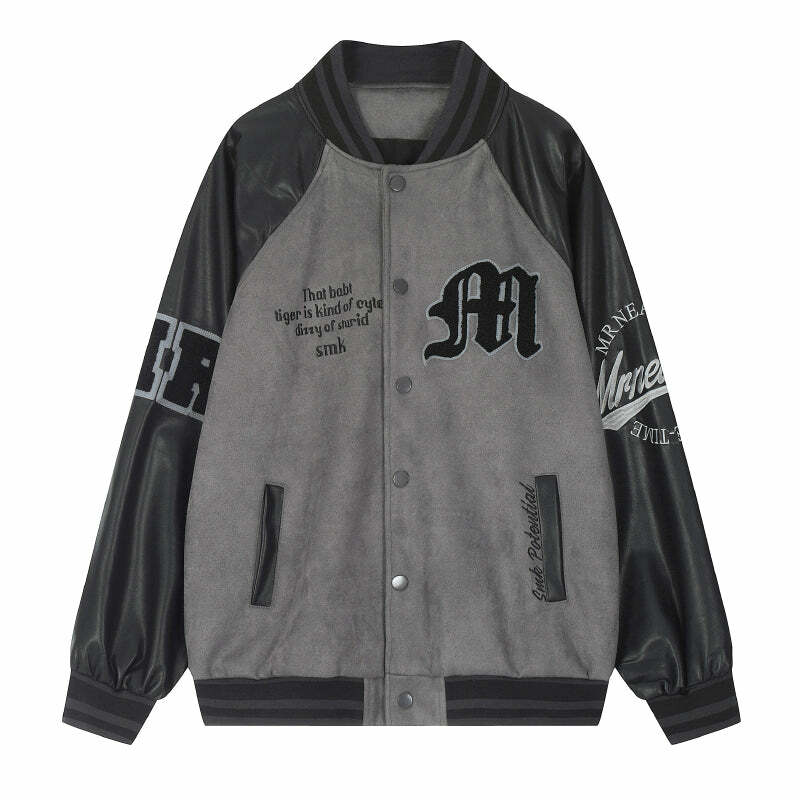 MRNEARLY '1997' Suede Varsity Jacket - Y2K Summer, 90s Grunge, Retro Hip Hop, Past