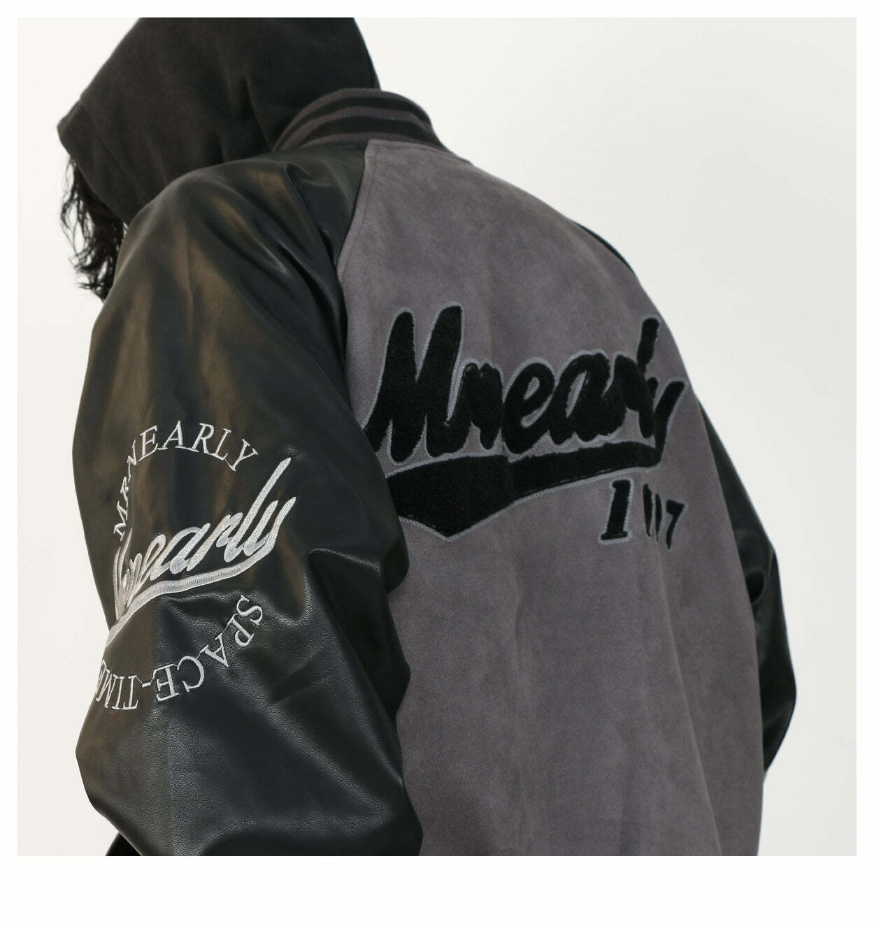 MRNEARLY '1997' Suede Varsity Jacket - Y2K Summer, 90s Grunge, Retro Hip Hop, Past