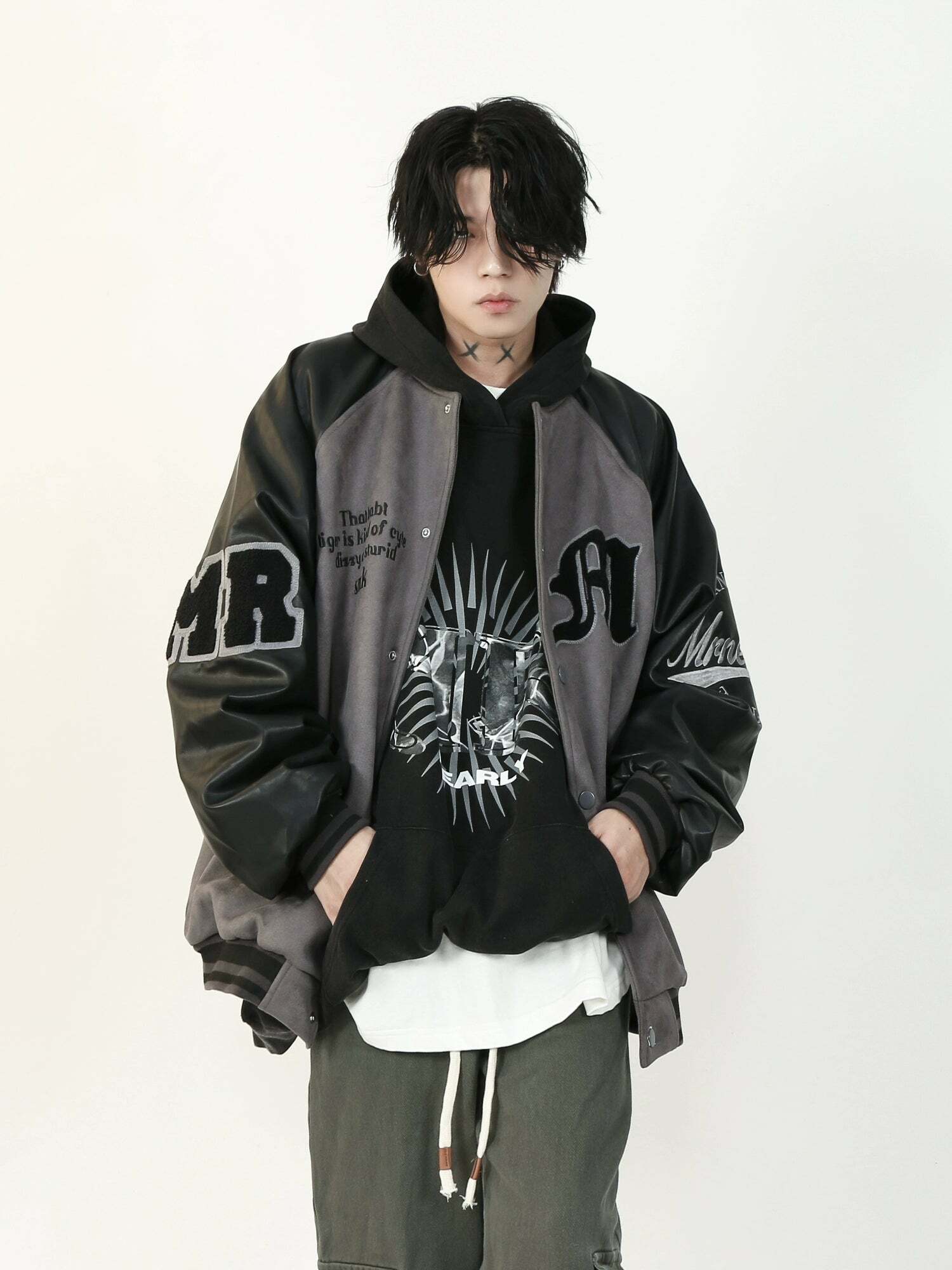 MRNEARLY '1997' Suede Varsity Jacket - Y2K Summer, 90s Grunge, Retro Hip Hop, Past