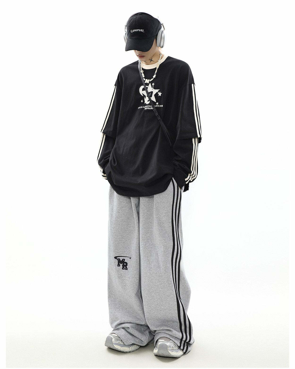 MRNEARLY All-Star Striped Layered Long Sleeve - Y2K Grunge, 90s Fashion, Retro Summer Outfit