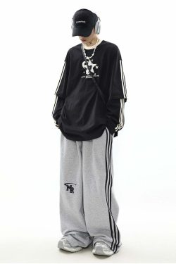 MRNEARLY All-Star Striped Layered Long Sleeve - Y2K Grunge 90s Fashion Retro Summer Outfit