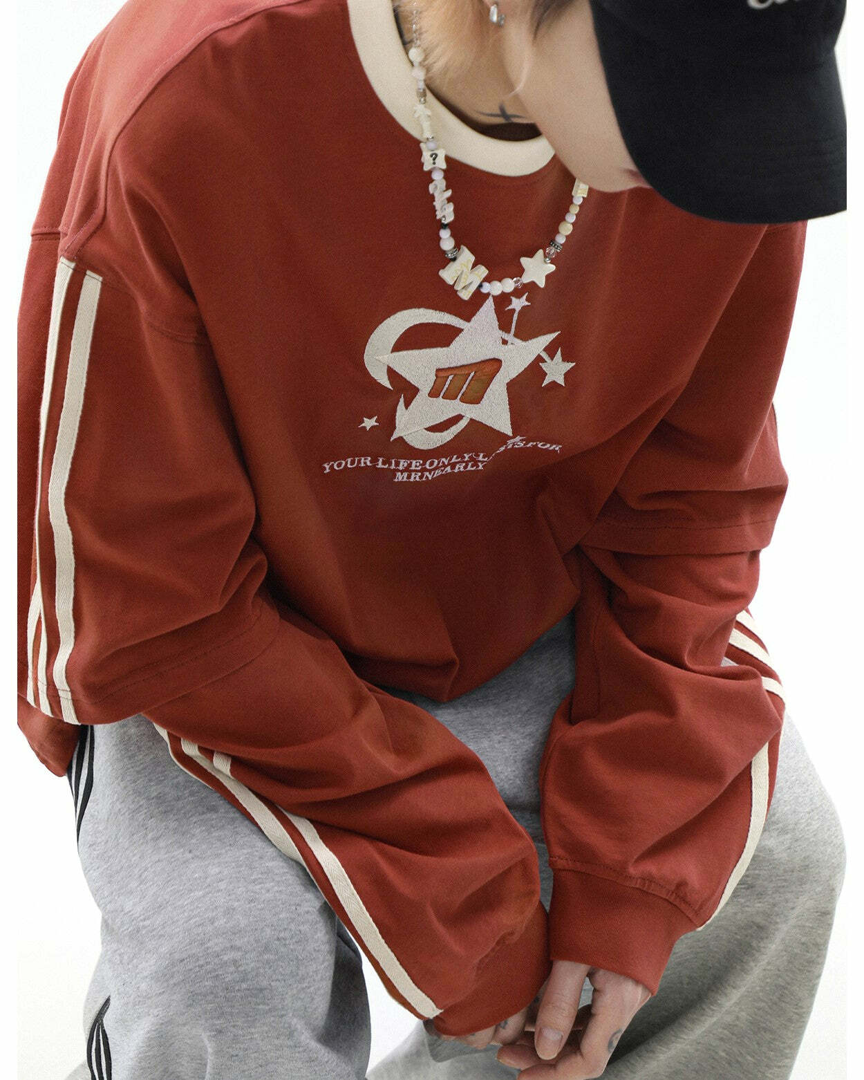 MRNEARLY All-Star Striped Layered Long Sleeve - Y2K Grunge 90s Fashion Retro Summer Outfit