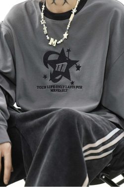 MRNEARLY All-Star Striped Layered Long Sleeve - Y2K Grunge 90s Fashion Retro Summer Outfit