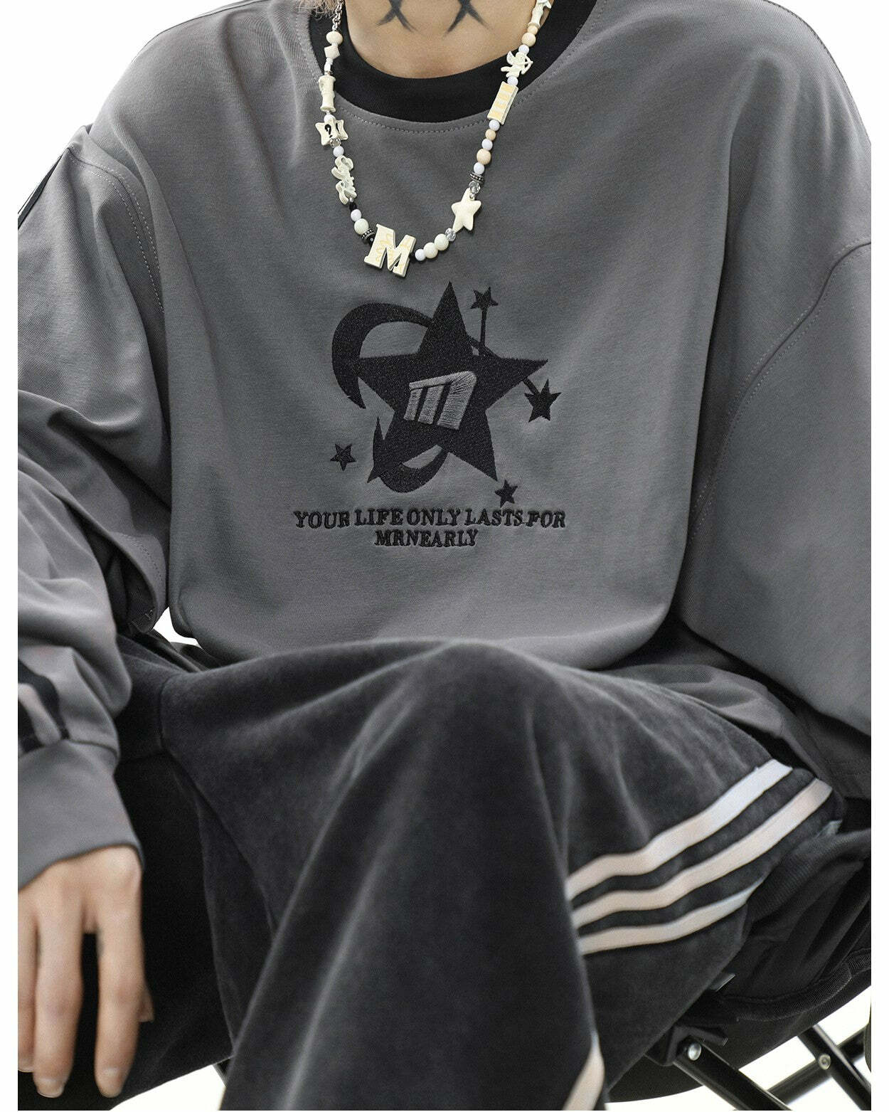 MRNEARLY All-Star Striped Layered Long Sleeve - Y2K Grunge 90s Fashion Retro Summer Outfit