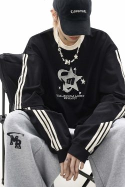 MRNEARLY All-Star Striped Layered Long Sleeve - Y2K Grunge 90s Fashion Retro Summer Outfit