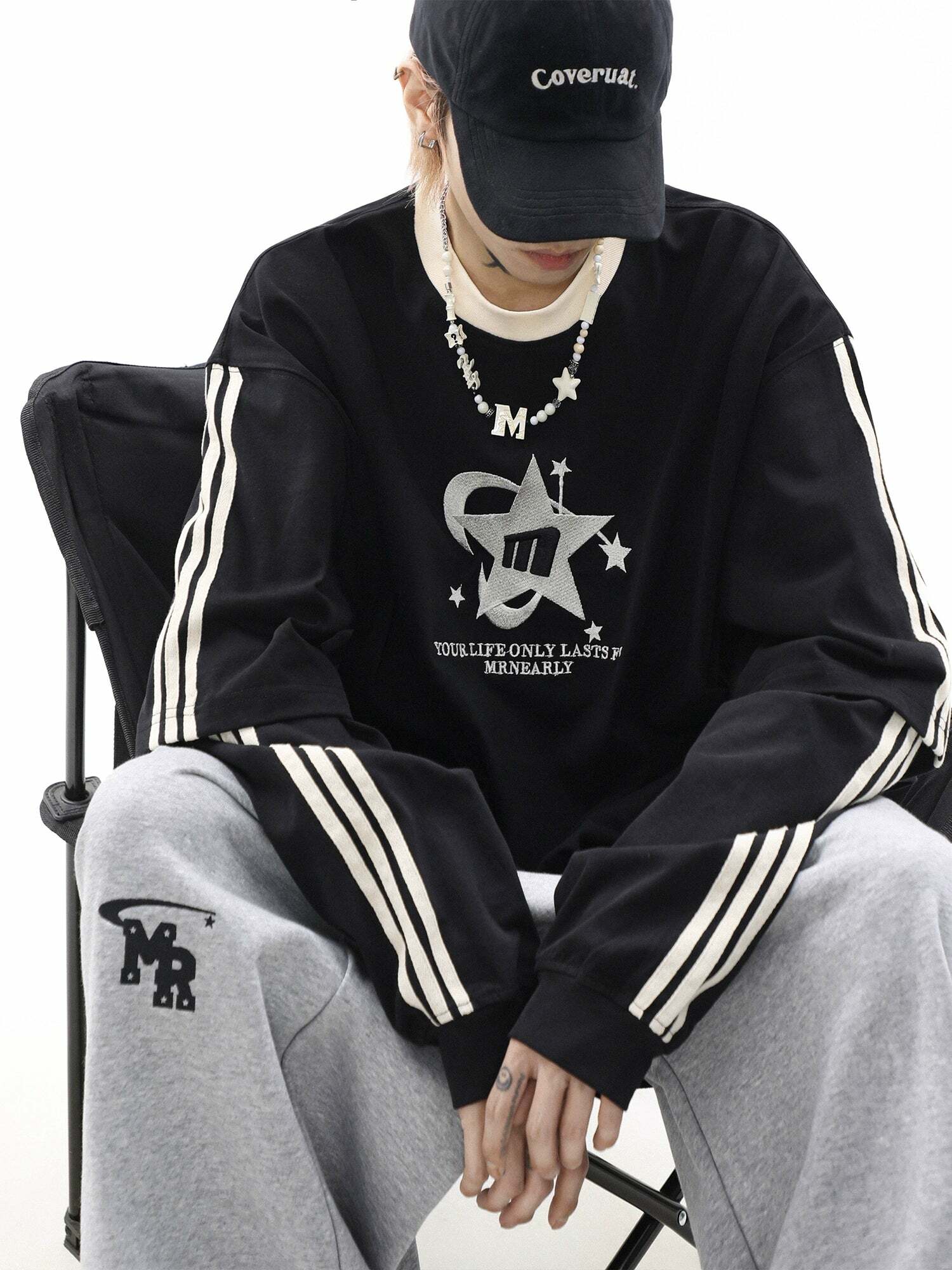 MRNEARLY All-Star Striped Layered Long Sleeve - Y2K Grunge 90s Fashion Retro Summer Outfit
