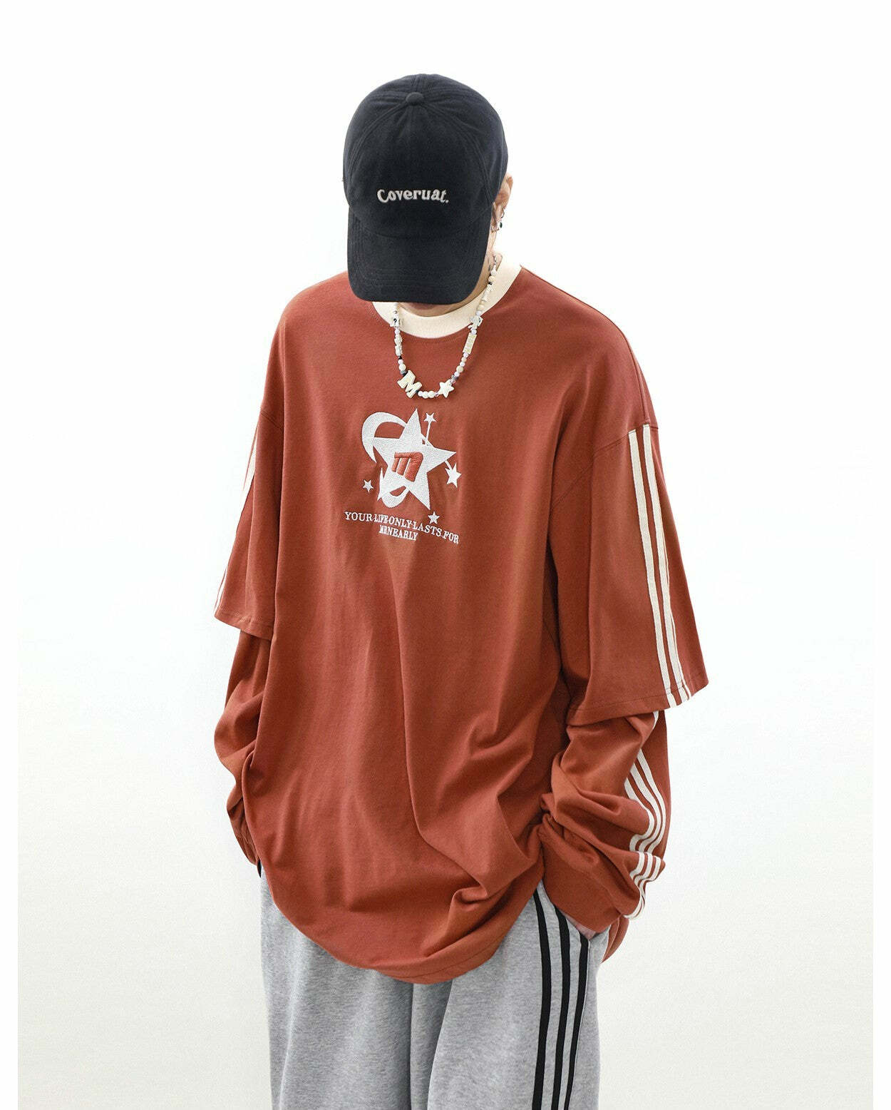 MRNEARLY All-Star Striped Layered Long Sleeve - Y2K Grunge 90s Fashion Retro Summer Outfit