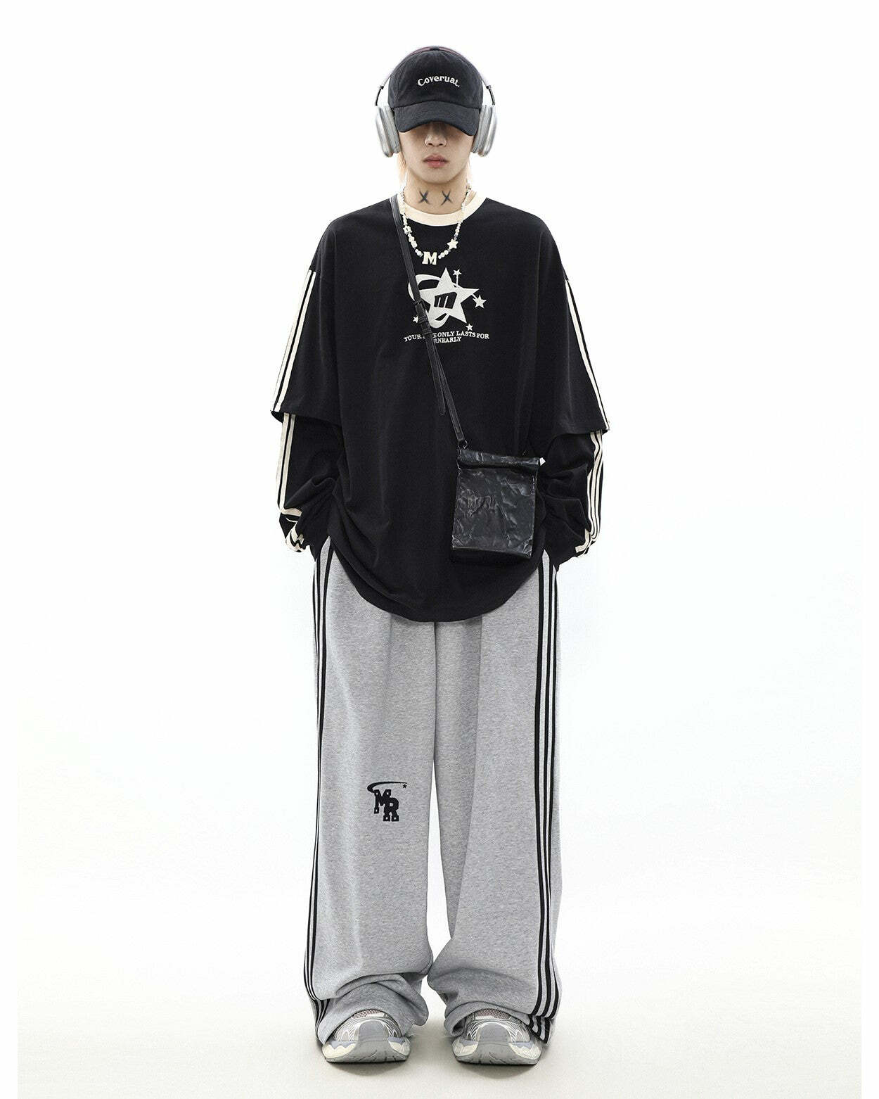 MRNEARLY All-Star Striped Layered Long Sleeve - Y2K Grunge 90s Fashion Retro Summer Outfit