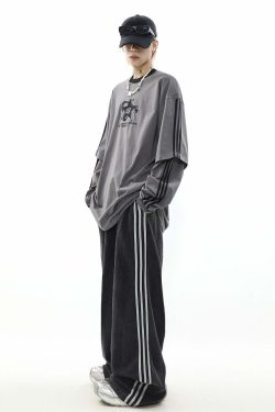 MRNEARLY All-Star Striped Layered Long Sleeve - Y2K Grunge 90s Fashion Retro Summer Outfit