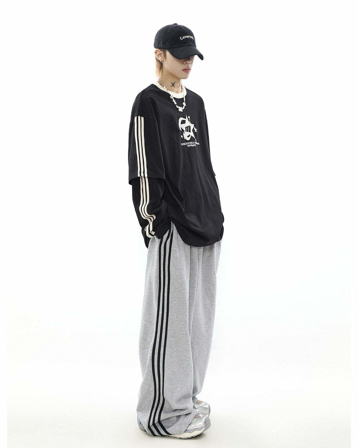 MRNEARLY All-Star Striped Layered Long Sleeve - Y2K Grunge 90s Fashion Retro Summer Outfit