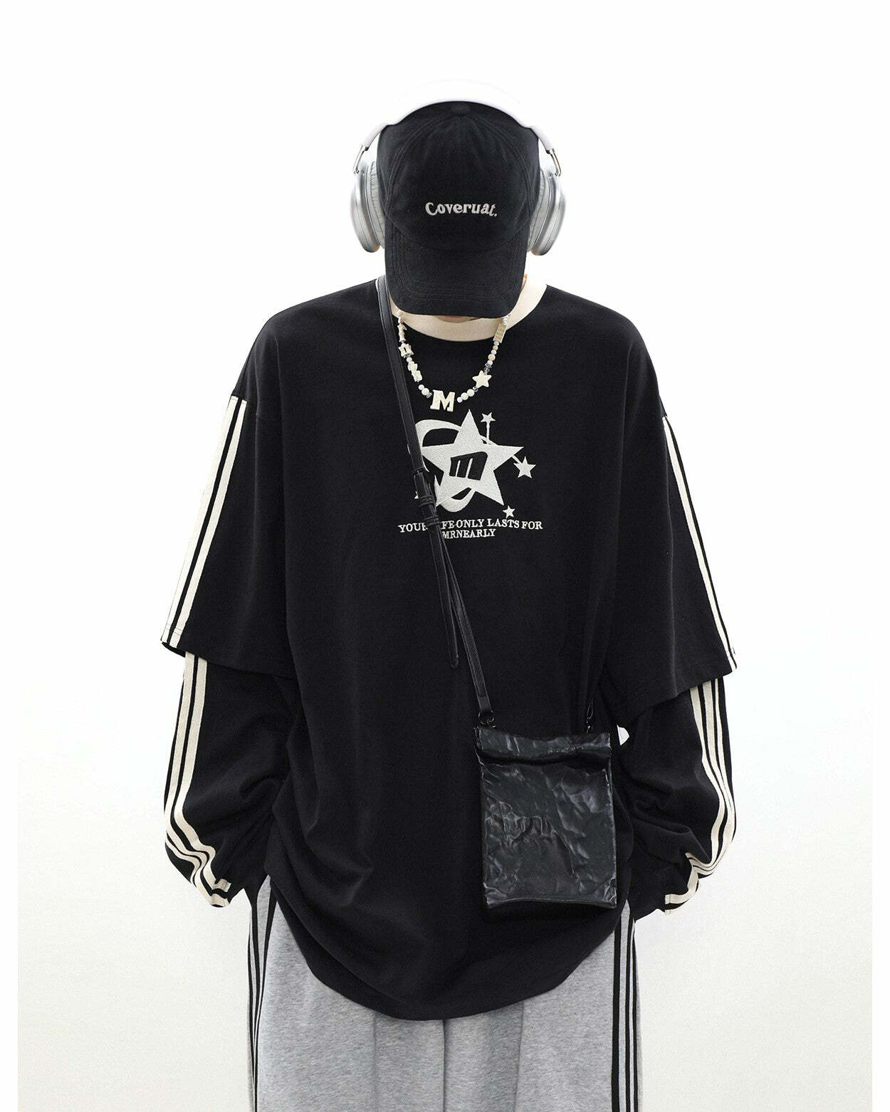 MRNEARLY All-Star Striped Layered Long Sleeve - Y2K Grunge 90s Fashion Retro Summer Outfit
