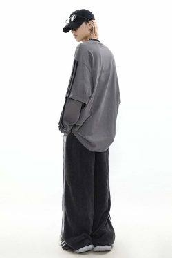 MRNEARLY All-Star Striped Layered Long Sleeve - Y2K Grunge 90s Fashion Retro Summer Outfit