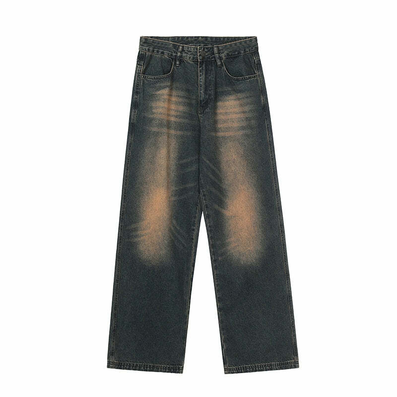 MRNEARLY Faded Jeans - Y2K Summer Grunge 90s Fashion, Retro Hip Hop, Pastel Goth, Y2K