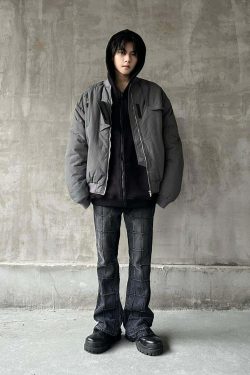MRNEARLY Heavyweight Flight Jacket - Y2K Grunge, 90s Retro, Gothic, Summer & Party Outfits
