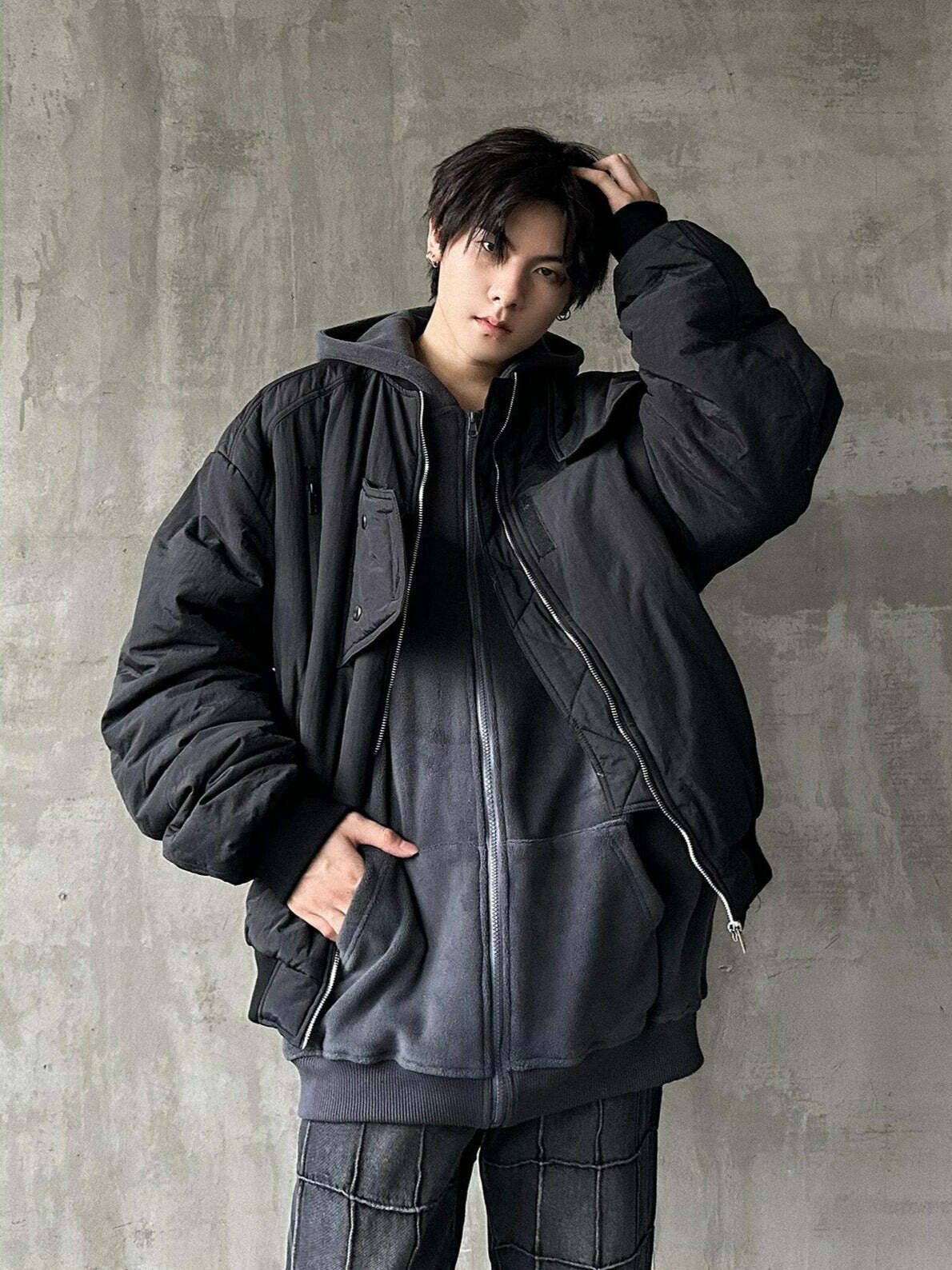 MRNEARLY Heavyweight Flight Jacket - Y2K Grunge, 90s Retro, Gothic, Summer & Party Outfits