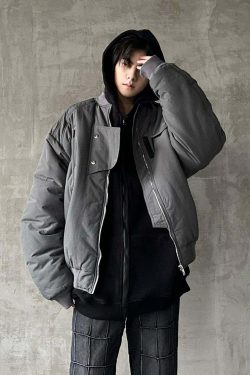 MRNEARLY Heavyweight Flight Jacket - Y2K Grunge, 90s Retro, Gothic, Summer & Party Outfits