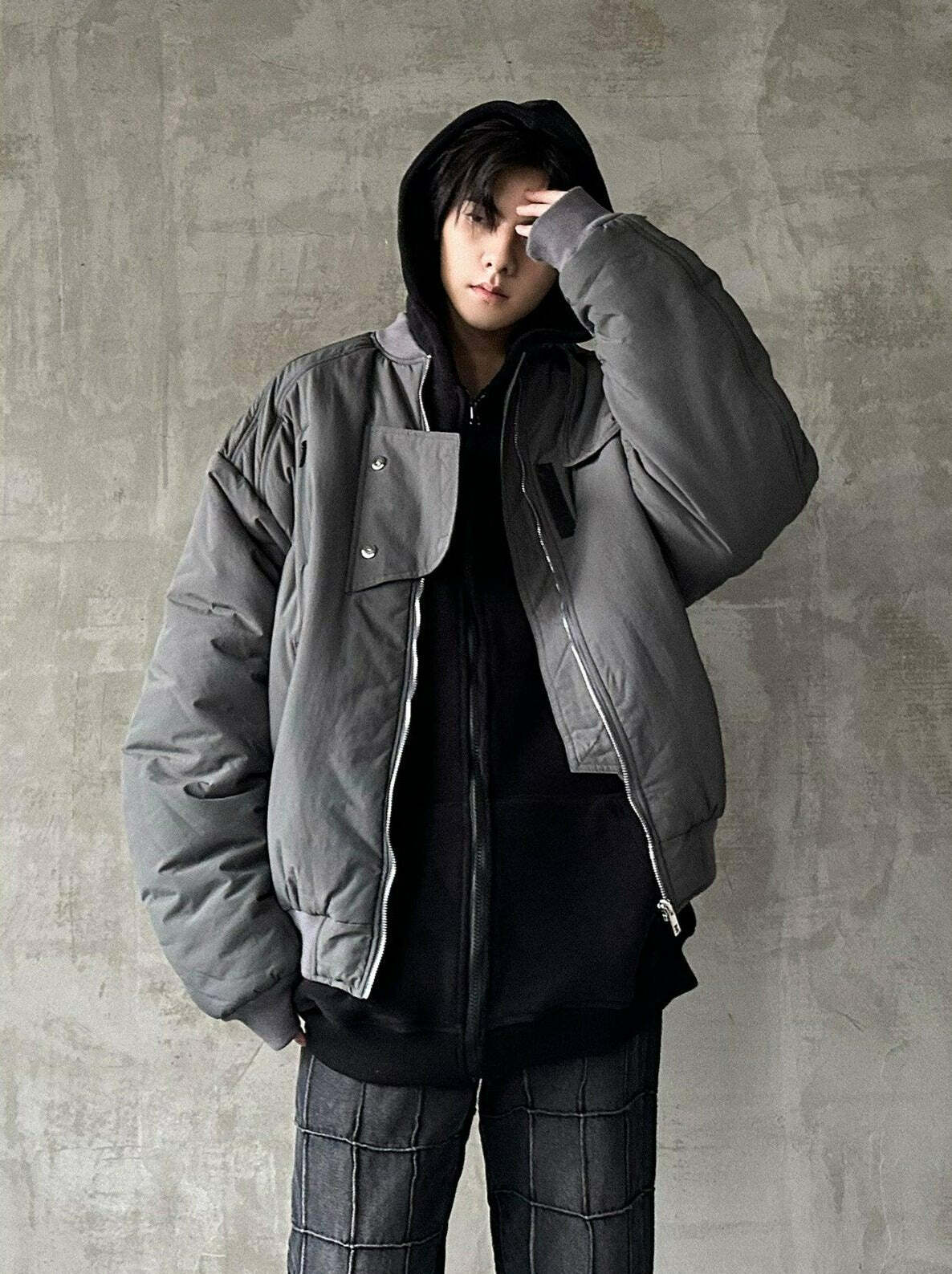 MRNEARLY Heavyweight Flight Jacket - Y2K Grunge, 90s Retro, Gothic, Summer & Party Outfits