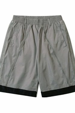 MRNEARLY Layered Zip Shorts - Y2K Summer Grunge, 90s Retro, Gothic Y2K, Y2K Club