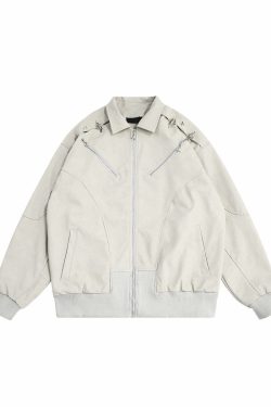 MRNEARLY Star-Studded Bomber Jacket - Y2K Summer, 90s Grunge, Retro Hip Hop, Pastel Goth