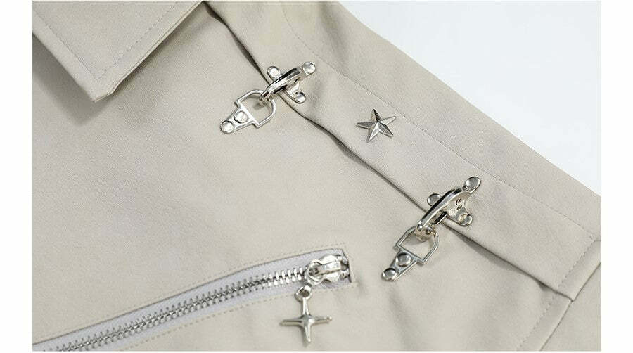 MRNEARLY Star-Studded Bomber Jacket - Y2K Summer, 90s Grunge, Retro Style, Y2K Party