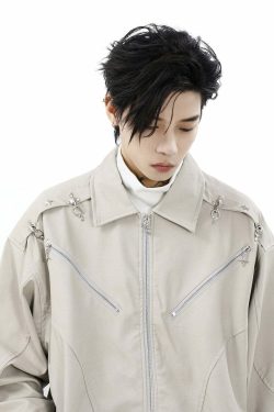 MRNEARLY Star-Studded Bomber Jacket - Y2K Summer, 90s Grunge, Retro Style, Y2K Party