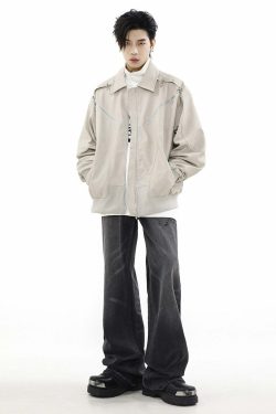 MRNEARLY Star-Studded Bomber Jacket - Y2K Summer, 90s Grunge, Retro Style, Y2K Party
