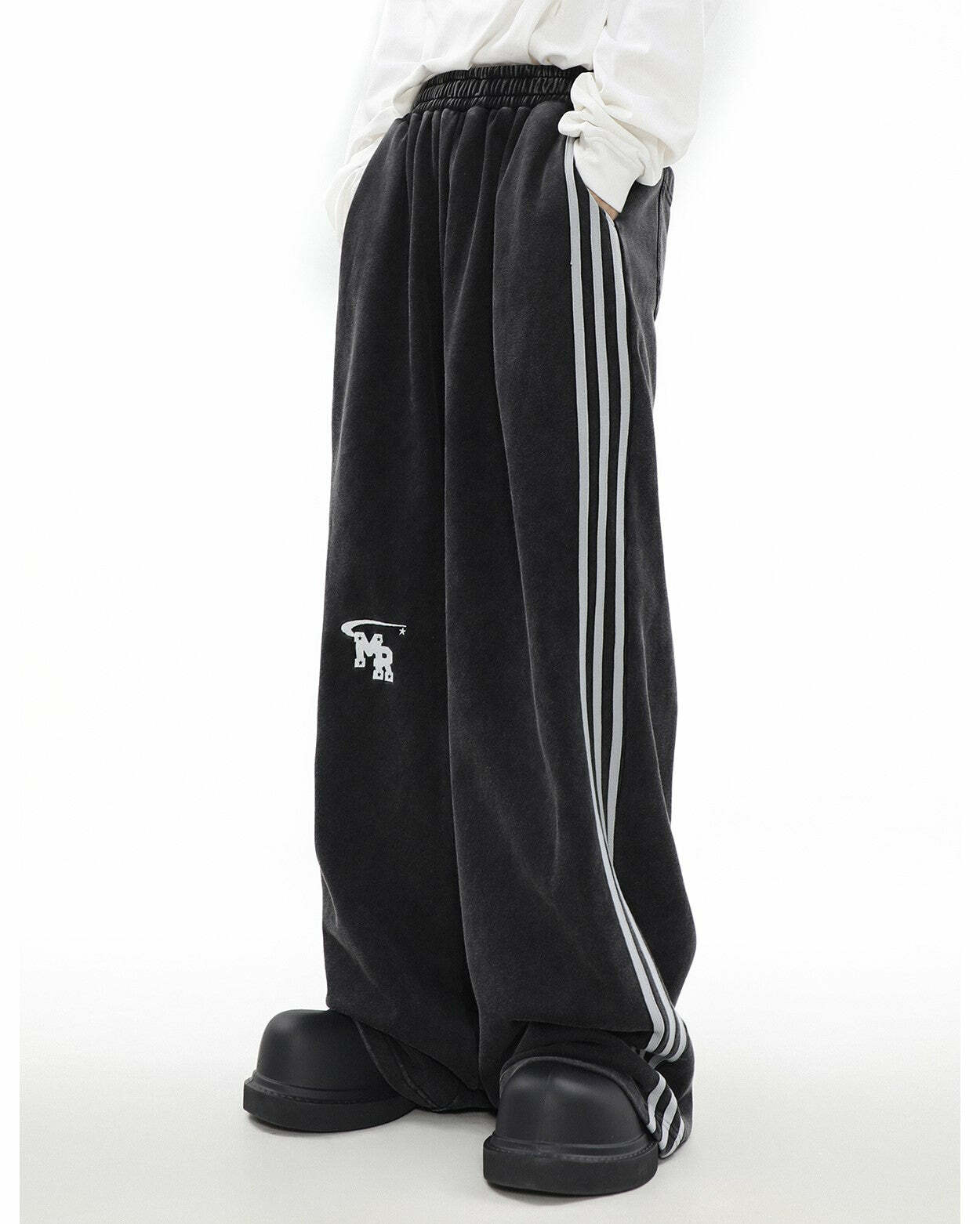 MRNEARLY Y2K Wide Leg Track Pants - 90s Grunge, Retro Summer Outfits, Y2K Fashion Essentials