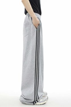 MRNEARLY Y2K Wide Leg Track Pants - 90s Grunge, Retro Summer Outfits, Y2K Fashion Essentials