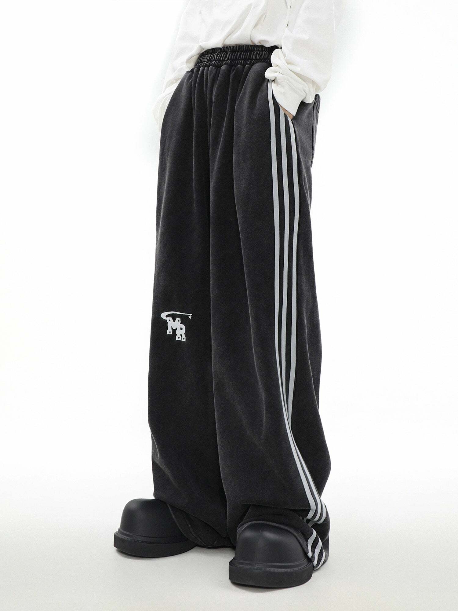 MRNEARLY Y2K Wide Leg Track Pants - 90s Grunge, Retro Summer Outfits, Y2K Fashion Essentials