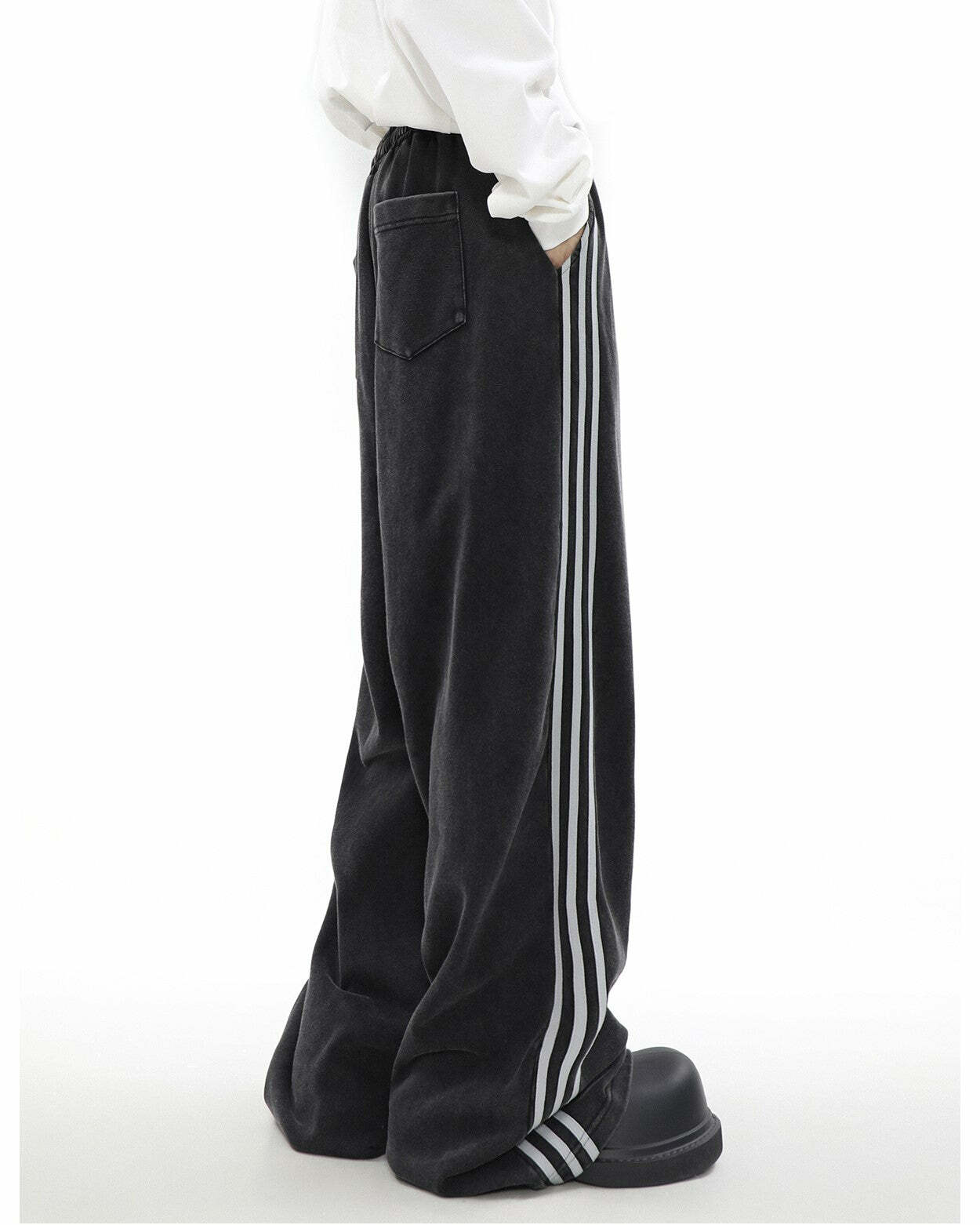 MRNEARLY Y2K Wide Leg Track Pants - 90s Grunge, Retro Summer Outfits, Y2K Fashion Essentials