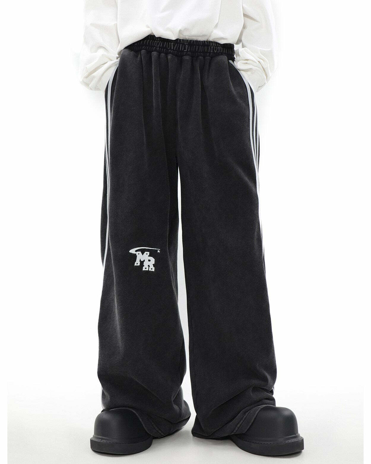 MRNEARLY Y2K Wide Leg Track Pants - 90s Grunge, Retro Summer Outfits, Y2K Fashion Essentials