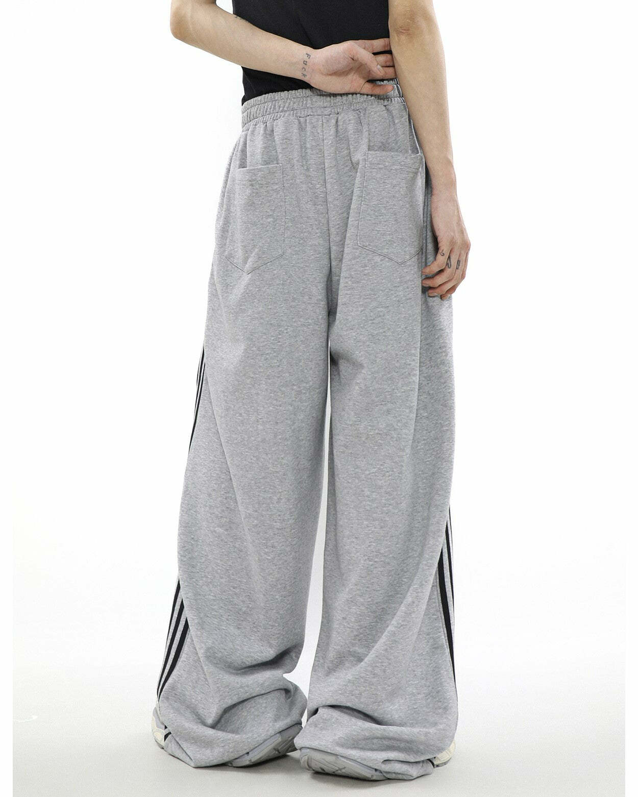MRNEARLY Y2K Wide Leg Track Pants - 90s Grunge, Retro Summer Outfits, Y2K Fashion Essentials