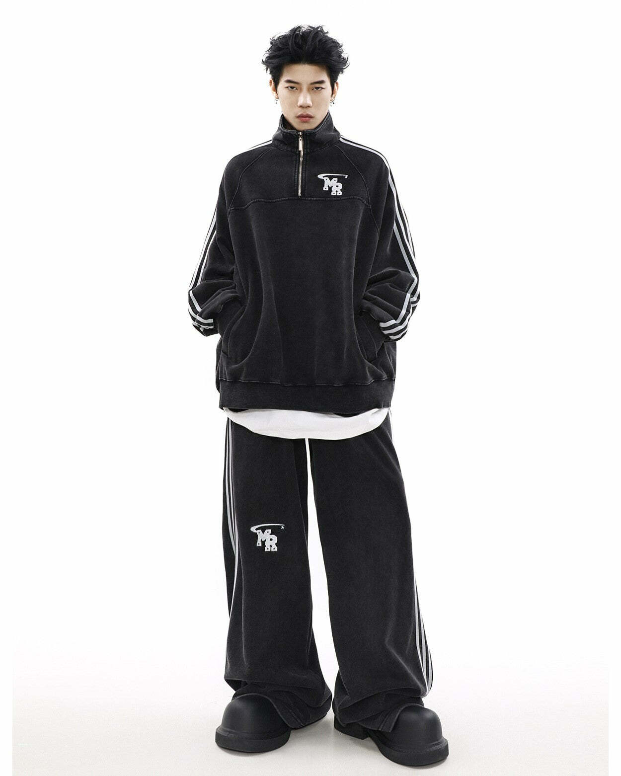 MRNEARLY Y2K Wide Leg Track Pants - 90s Grunge, Retro Summer Outfits, Y2K Fashion Essentials