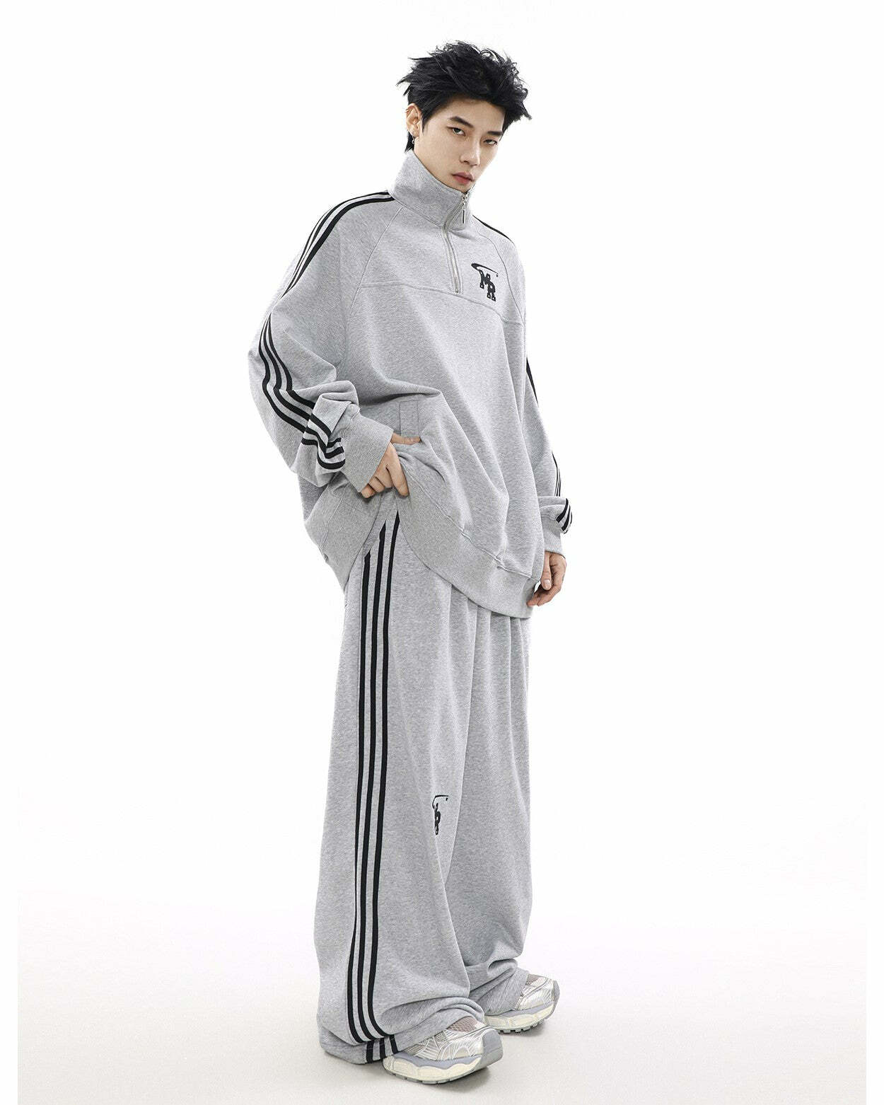 MRNEARLY Y2K Wide Leg Track Pants - 90s Grunge, Retro Summer Outfits, Y2K Fashion Essentials