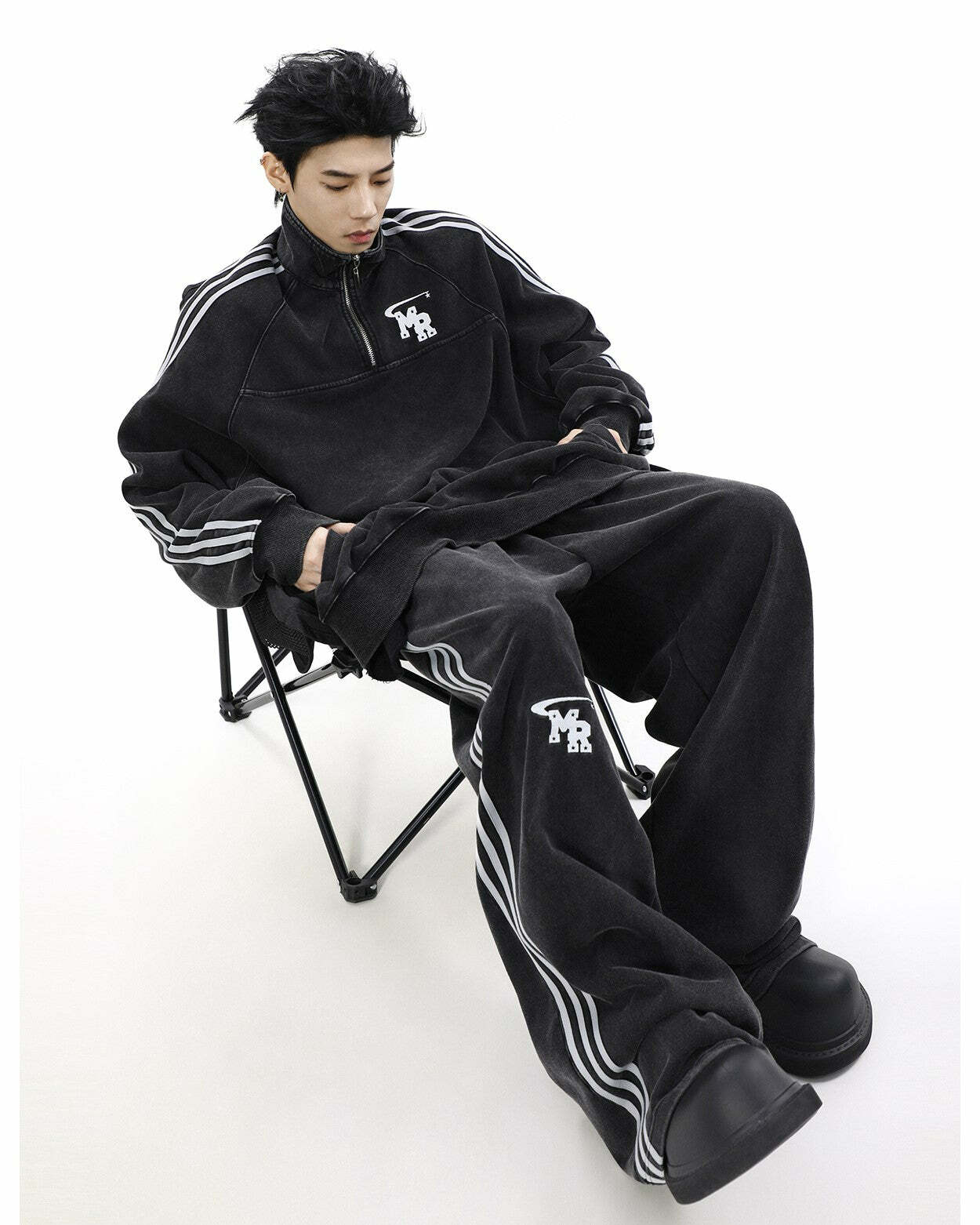 MRNEARLY Y2K Wide Leg Track Pants - 90s Grunge, Retro Summer Outfits, Y2K Fashion Essentials