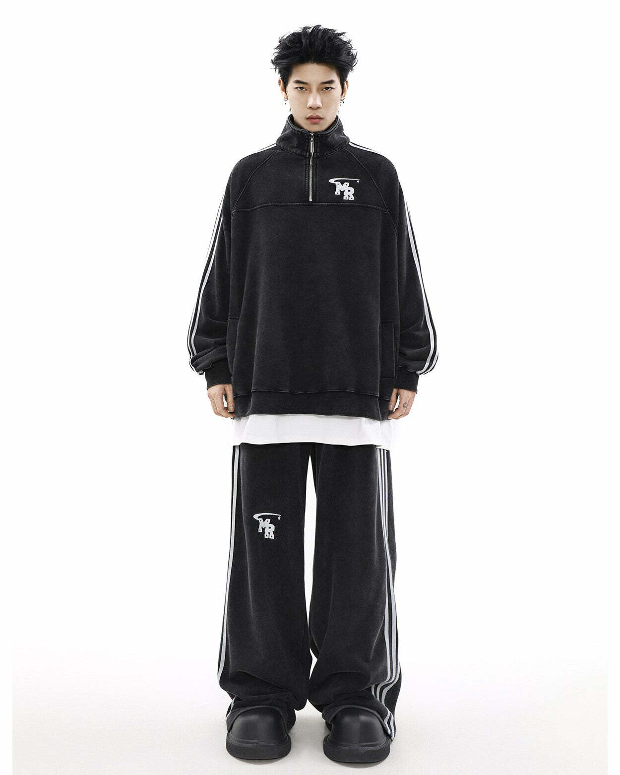 MRNEARLY Y2K Wide Leg Track Pants - 90s Grunge, Retro Summer Outfits, Y2K Fashion Essentials