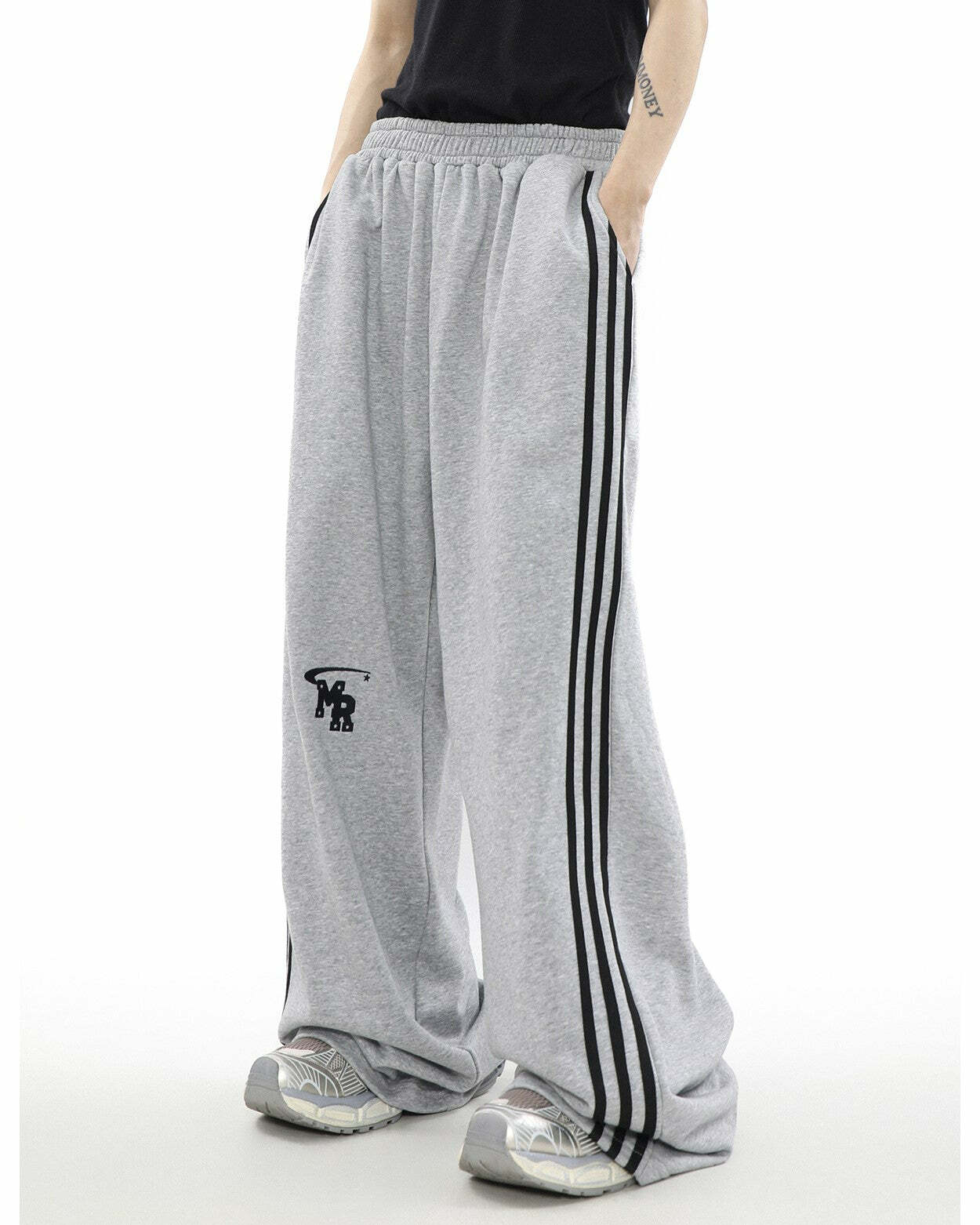 MRNEARLY Y2K Wide Leg Track Pants - 90s Grunge, Retro Summer Outfits, Y2K Fashion Essentials