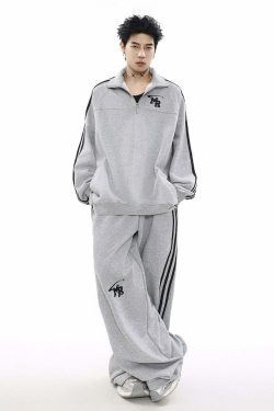 MRNEARLY Y2K Wide Leg Track Pants - 90s Grunge, Retro Summer Outfits, Y2K Fashion Essentials