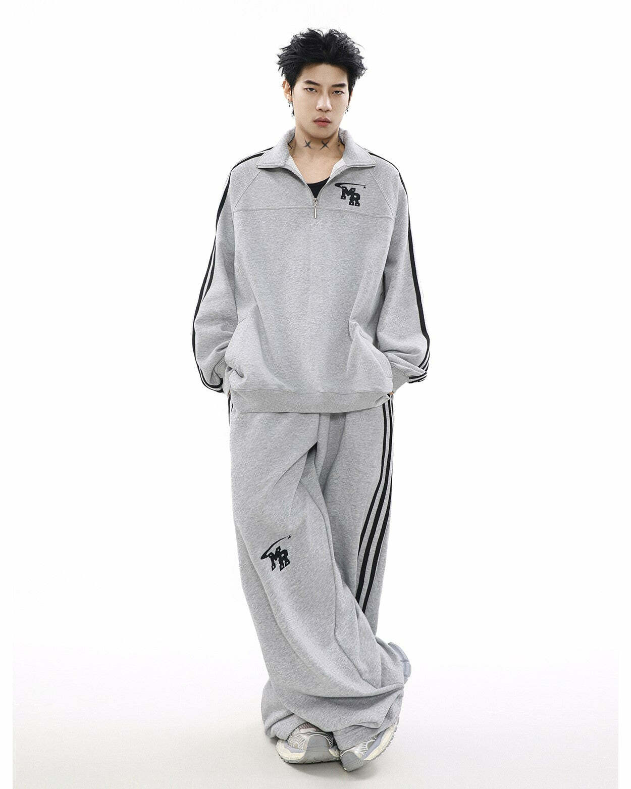 MRNEARLY Y2K Wide Leg Track Pants - 90s Grunge, Retro Summer Outfits, Y2K Fashion Essentials
